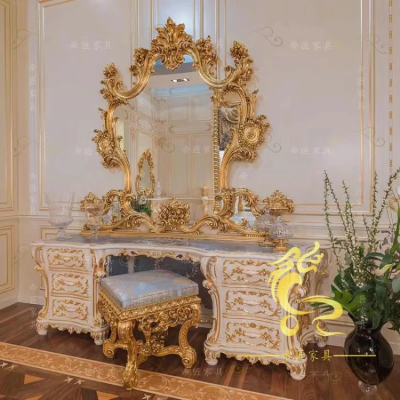 

Bedroom Aesthetic Dressing Table Vintage Luxury Gold Big Dressing Table Nordic Desk Espejo Cuerpo Entero Home Accessories