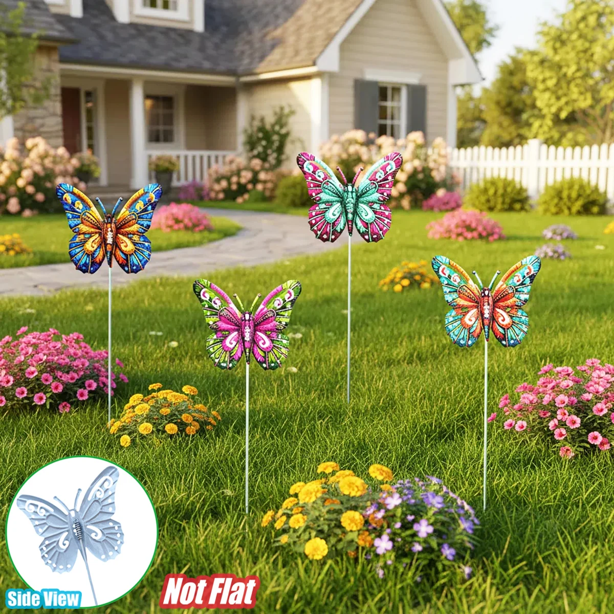

Metal Butterfly Garden Decoration Stakes - Rustproof Lawn Art Decor for Flower Bed, Yard, Patio, Party, Wedding & Holiday Decor