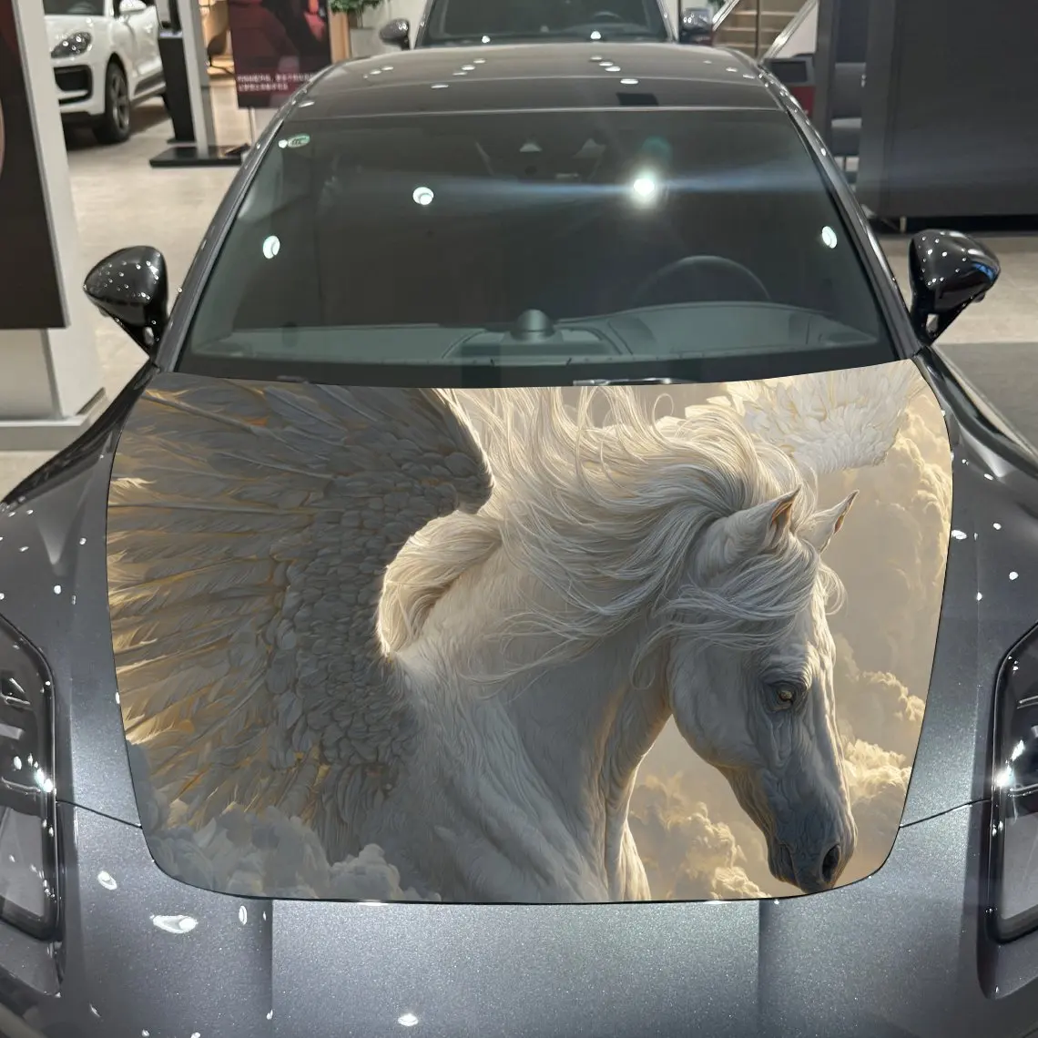Holy Pegasus Pattern car hood stickers, waterproof self-adhesive, scratch resistant, easy to stick, durable car PVC stickers, ca