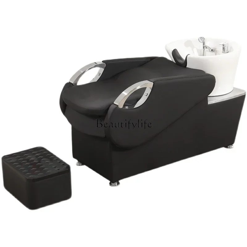 Lying Half Barber Shop Ceramic Basin for Hair Washing Station Flushing Multifunctional Massage Couch