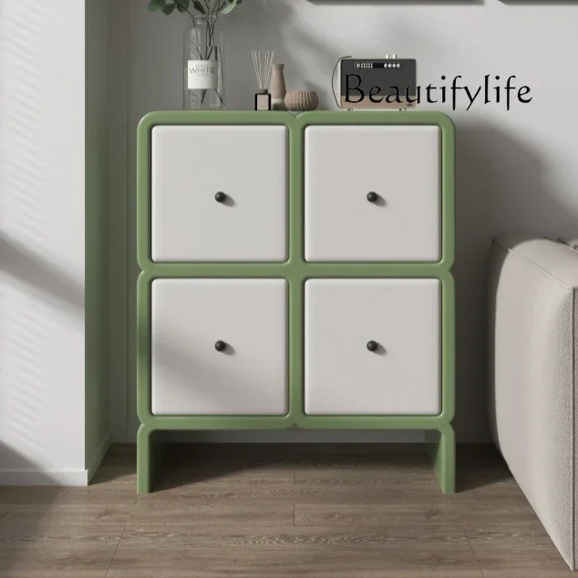 

yj9 Cream four-bucket drawer cabinet paint bedroom French storage cabinet storage multi-layer solid wood home entrance cabinet