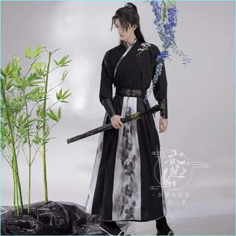 

Plus Size 3XL Hanfu Men Ancient Chinese Hanfu Set Male Cosplay Costume Summer Party Hanfu Black Outfit For Men Large Size 2XL XL