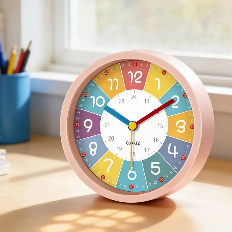 13cm Alarm Clock Early Education Cartoon Bedside Table Wake-up Tool Learning Time Portable Clock For Bedroom Office