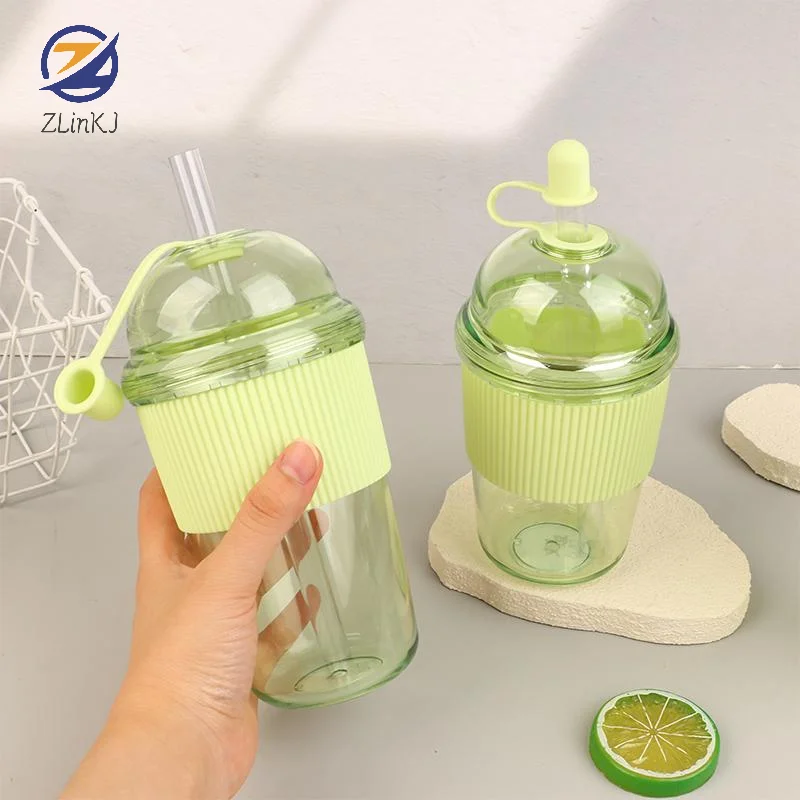 Taza de café transparente con tapa y pajita, taza de jugo de té de la leche con perlas, para Bar en casa, 430/520/630ML, 1 unidad