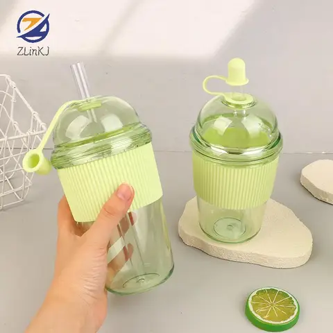 1 Piece 430/520/630ML Transparent Coffee Mug With Lid and Straw Pearl Milk Tea Juice Cup For Home Bar Drinkware