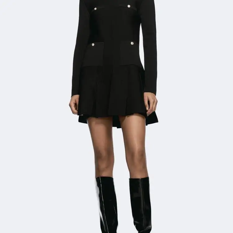 Frühlingsneue runde Ne Long Sve-Knopfdekoration für Damen, breite Falte, gestrickt, ort Dr. Polyesterfaser, 00 % regulär, Sve