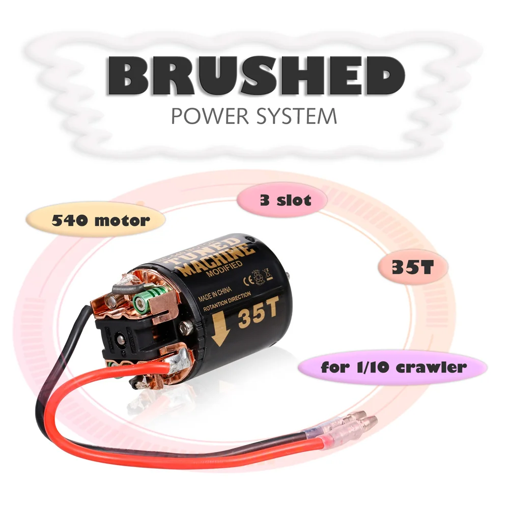 NEEBRC 540 Waterproof Brushed Motor 13T 21T 35T 45T 55T 80T for 1/10 RC Car Crawler Monster Axial SCX10 Traxxas TRX4 WPL