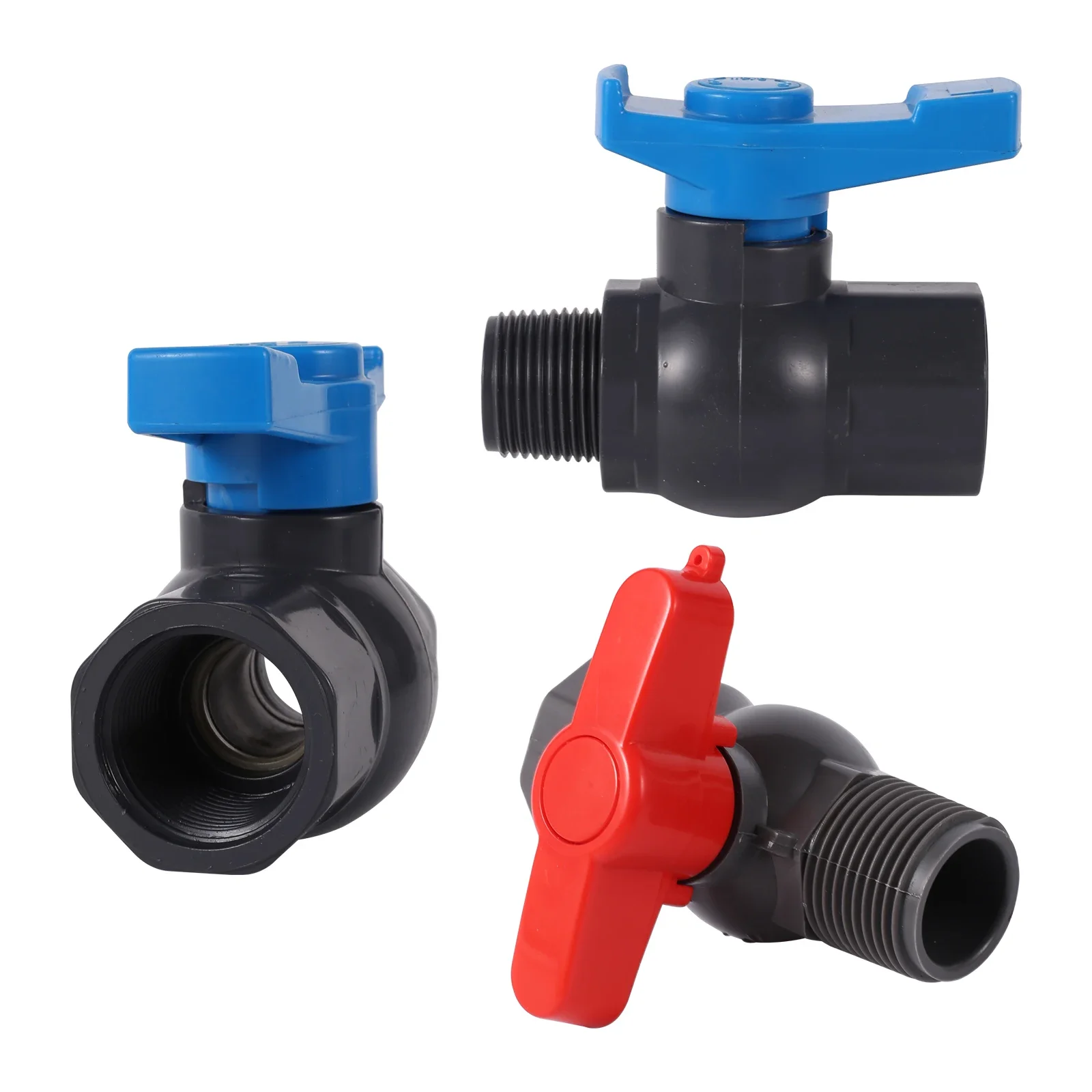 1Pc 3/4" /1 inch PVC Ball Valve Water Faucet Fish Tank Tap Adapter Valve Garden Water Switch Garden Irrigation Water Controller