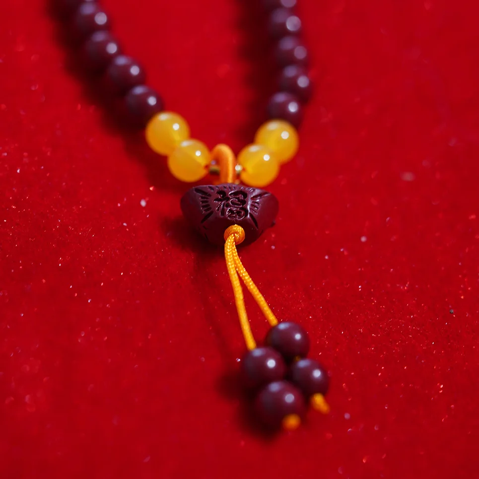 

Ladies' Fu Character Ingot Cinnabar Bracelet, 90-Bead Multi-Layer Beaded Bracelet, Ethnic Style, Fashion Jewelry, Gift