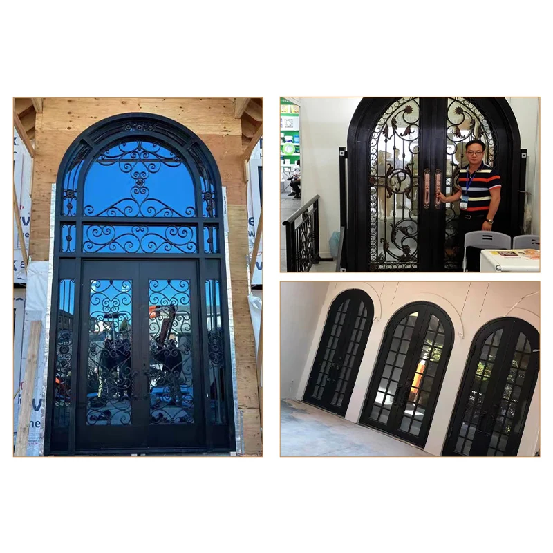 Home Villa Steel French Wrought Iron Doors Railings Fences Balustrades Driveway Gates Designs