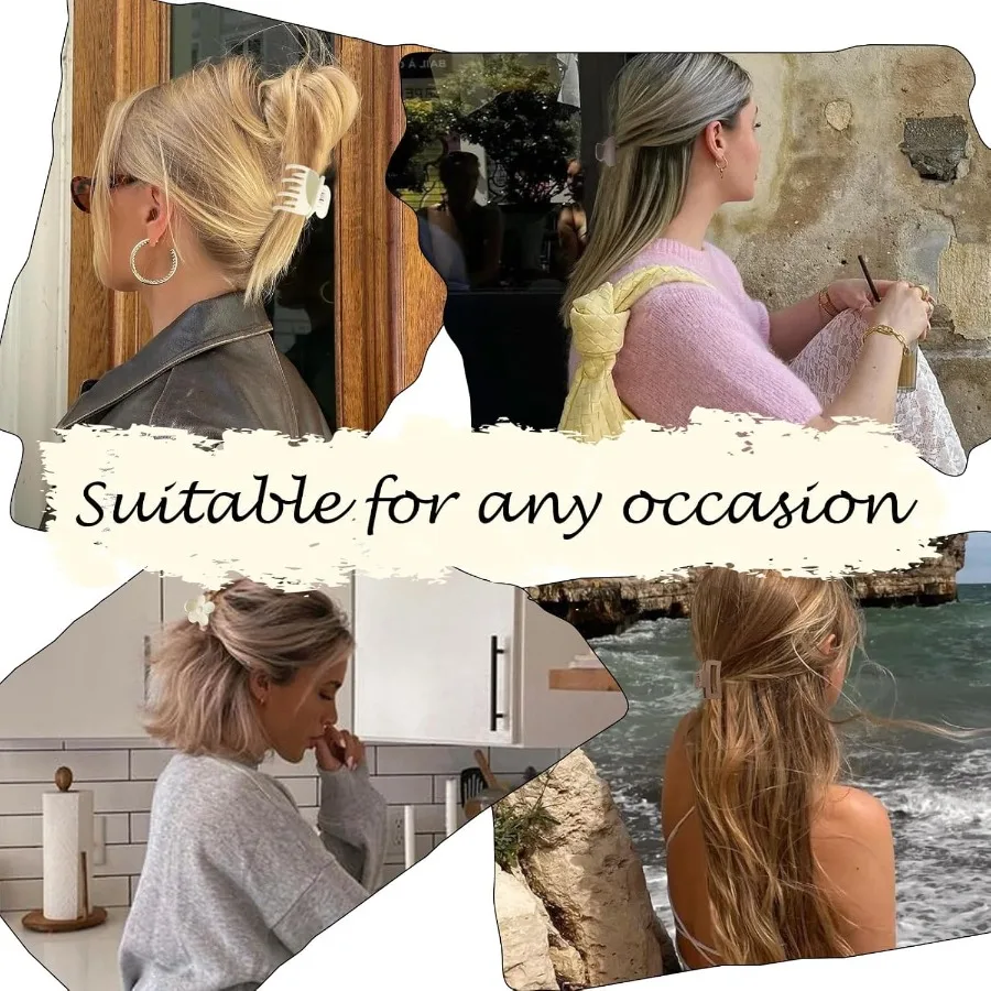 12 قطعة من مشابك الفك الصغيرة غير اللامعة مقاس 1.5 بوصة للنساء والفتيات مع 4 تصميم غير قابل للانزلاق مثالي للشعر الرقيق والمتوسط السميك