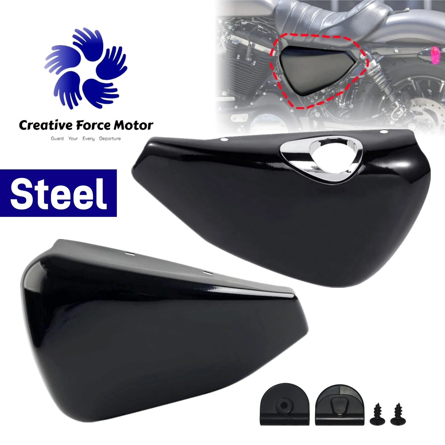 Steel Left Right Battery Side Cover Motorcycle Fairing For Harley Harley Sportster 1200 Custom 48 72 Roadster Iron 883 2014-2022