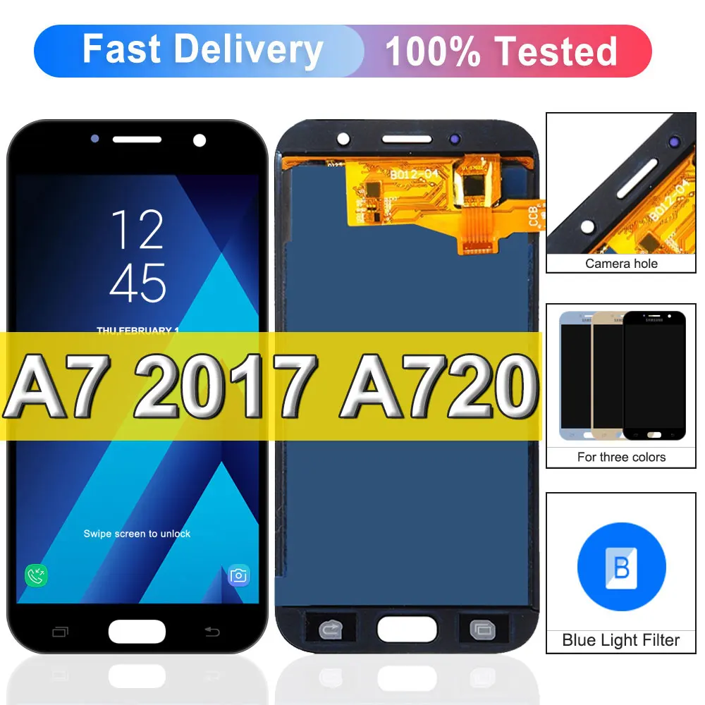 TFT A720 LCD For Samsung Galaxy A7 2017 Display Touch Screen Digitizer Assembly Replacement For Samsung A720F A720M SM-A720F