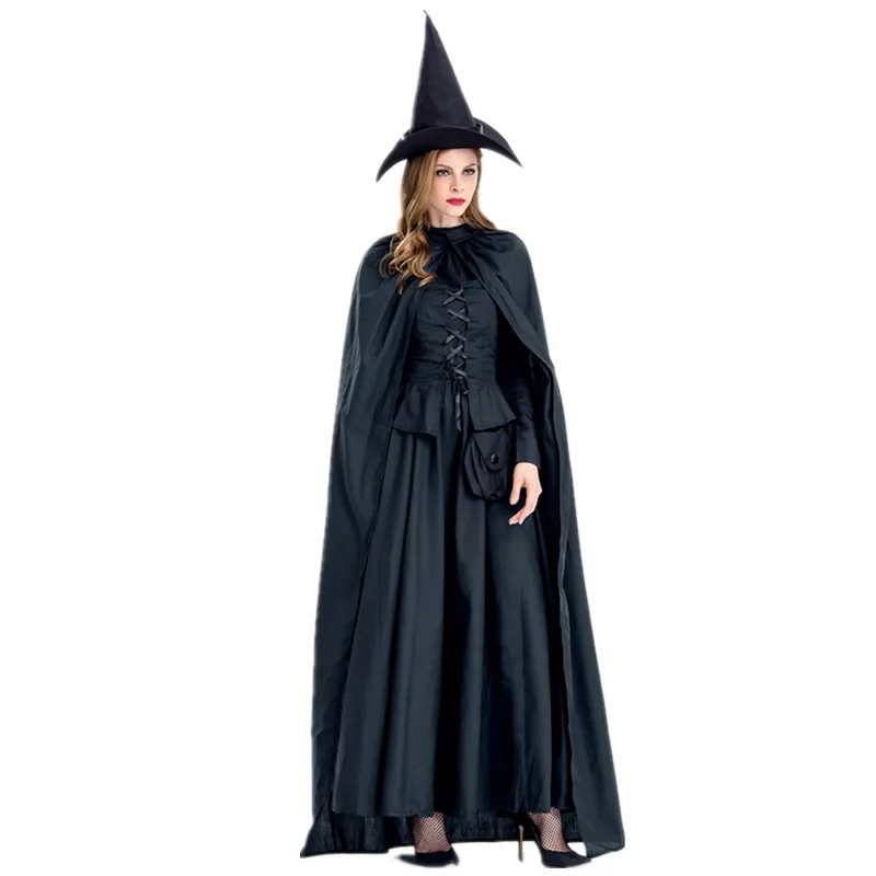 Costume da Halloween per adulti Magic Bla Witch Queen Terror Cosplay Performance Gown Abiti per spettacoli teatrali