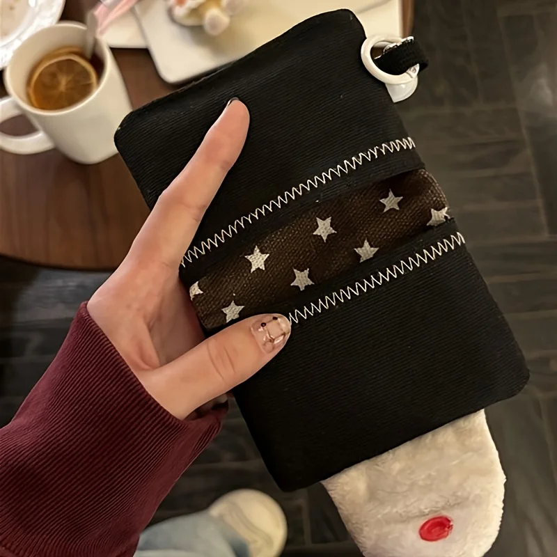 قطعة واحدة من حقيبة بينتو اللطيفة مع إغلاق سريع - محفظة مدمجة للنساء - منظم لهجة باللونين الأسود والأحمر مع وصلة سلسلة - أساسيات يومية