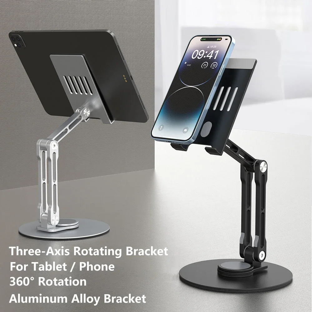 Phone Holder 360 Degree Rotating Foldable Aluminum Alloy Stand Support Tablet for Ipad Iphone Xiaomi Smartphone Portable Bracket
