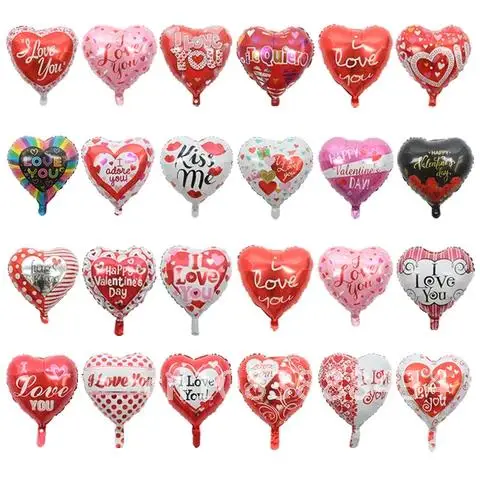 

10Pcs 18Inch Heart Love Balloons Printed I Love You Helium Globos Valentines'Day Foil Balloon Anniversary Wedding Decorations