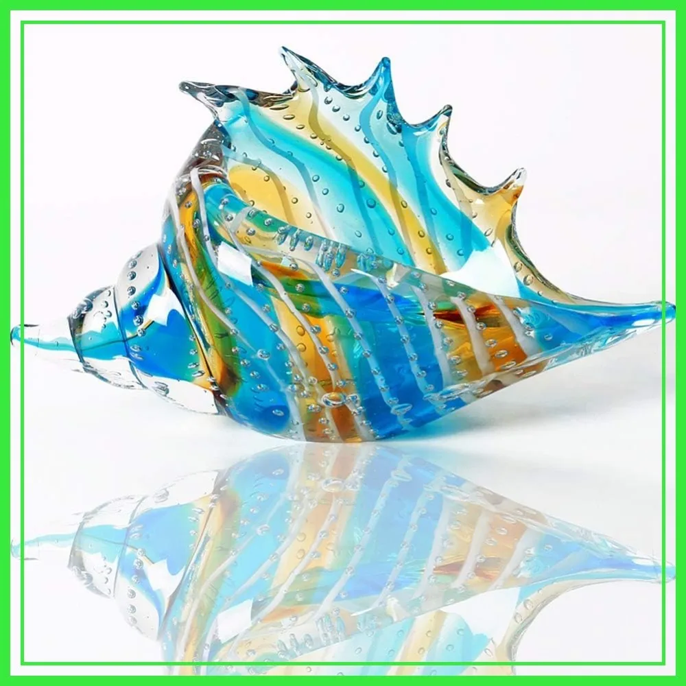 

Hand Blown Glass Conch Figurines Ornament, Sea Animal Decor for Home, Birthday Gift, Glass Seashell Collection