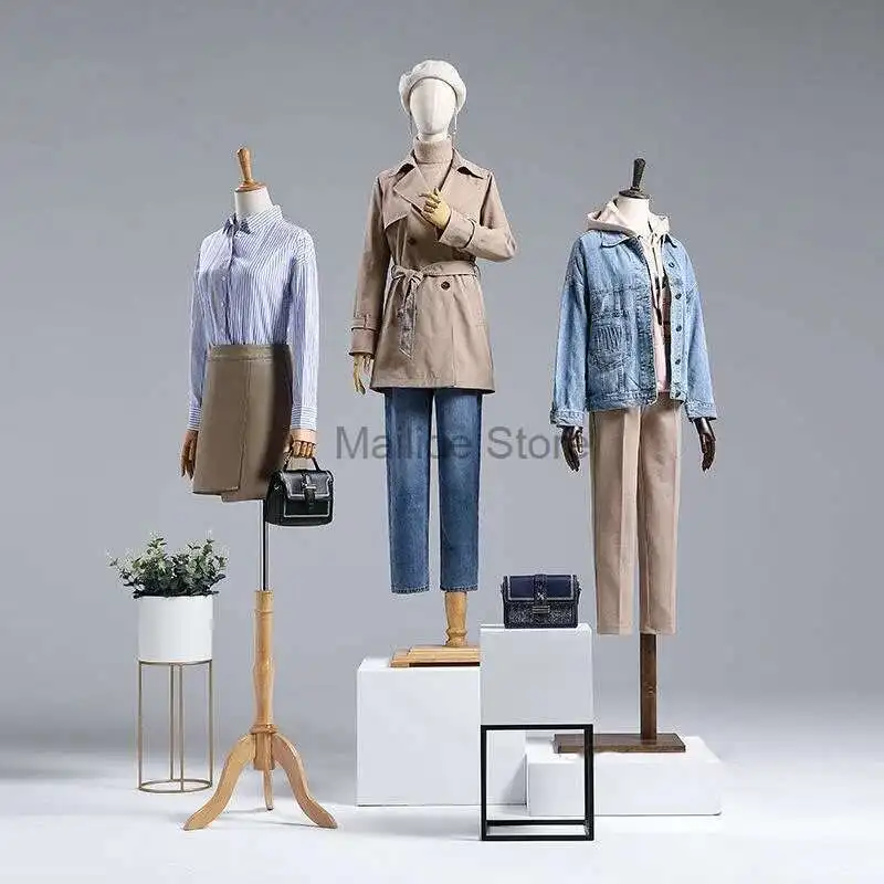 

Nordic Mannequins for Women's Clothing Store Women's Adult Mannequin with Wooden Arm Wedding Clothing Display Adjustable Rack