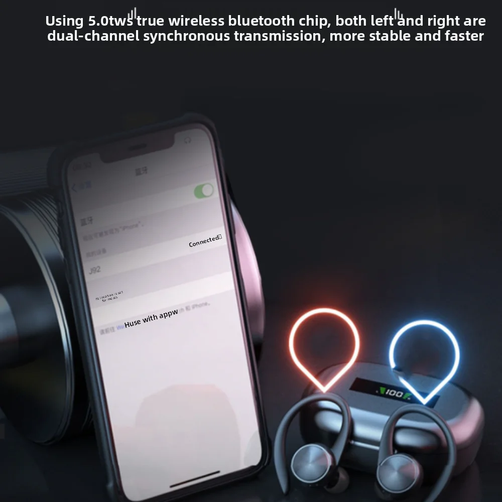 フックオン ワイヤレス Bluetooth イヤホン デジタル ディスプレイ ステレオ ワイヤレス イヤホン 双方向 ロングスタンバイ Bluetooth ヘッドセット スポーツ