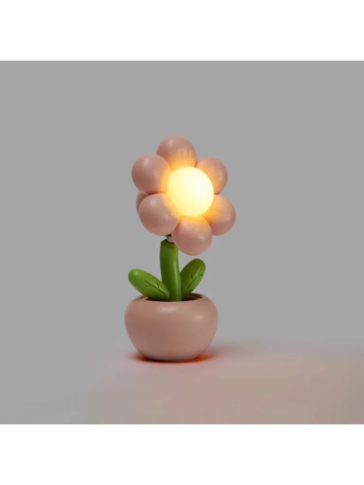 

Мини-светодиодный ночник с цветочным принтом в горшке для спальни, стол, мини-настольная лампа, настольный детский подарок, креативное украшение, ночник