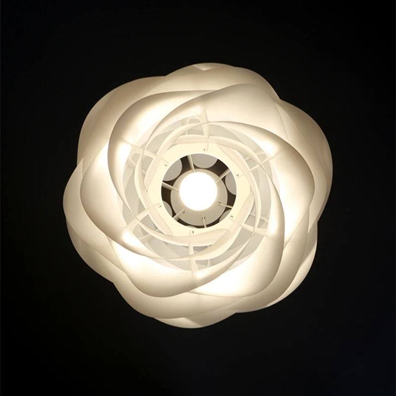 New Danish Designer White Rose Ceiling Chandelier For Bedroom Living Room Kitchen Pink Blue Petal Light Fixtures  Decor