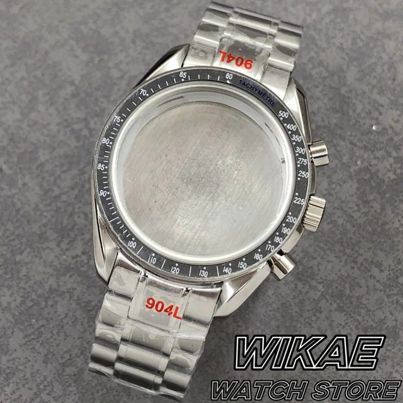40mm VK63 Silver Watch Case Blue Green Black Silver Insert With Coated Glass For VK63 Quartz Chronograph Movement Steel Bracelet