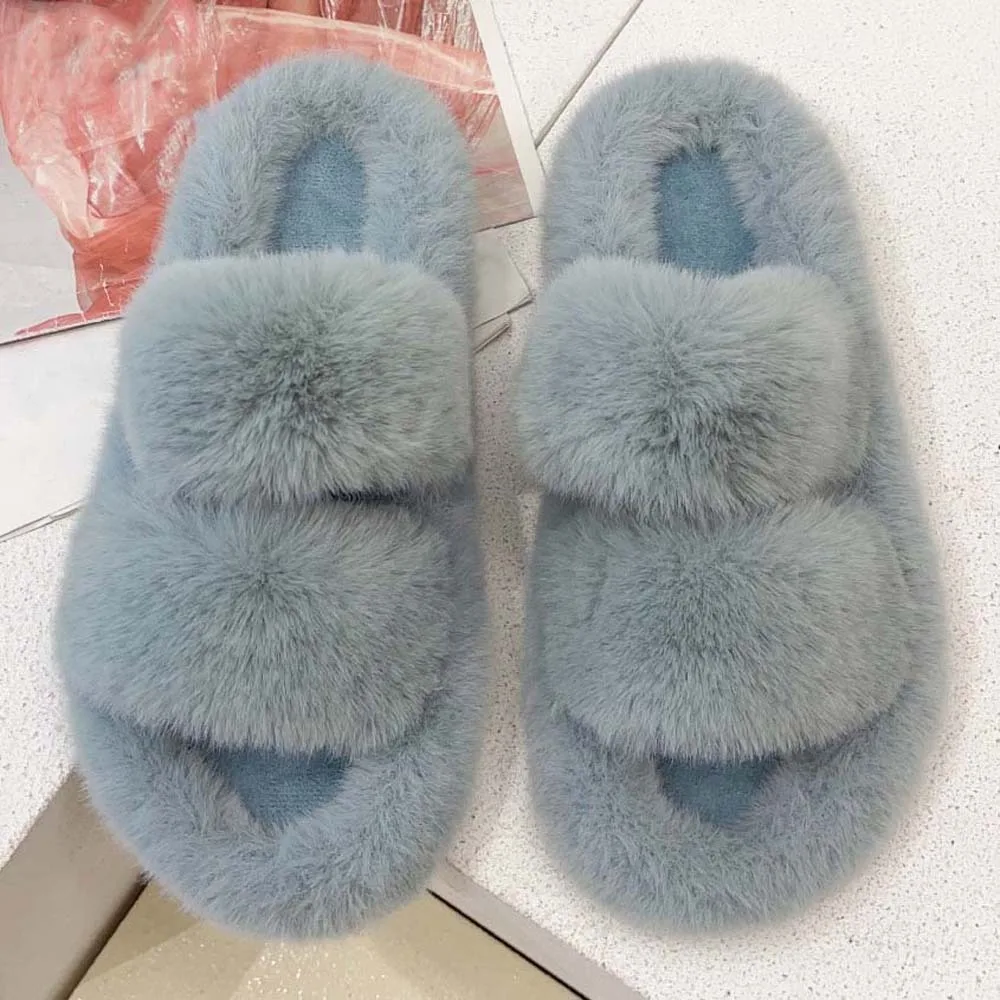 

Мягкие зимние тапочки с открытым носком, утолщенные плюшевые хлопковые тапочки с двойной перекладиной, однотонные нескользящие теплые домашние хлопковые туфли, осень
