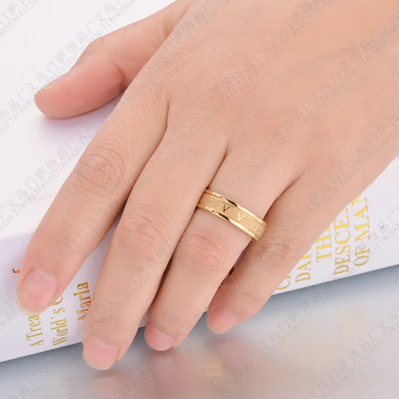 Classic Fashion Stainless Steel Roman Digital Men Women Ring Cool Punk High Quality Waterproof Jewelry for Party Gifts