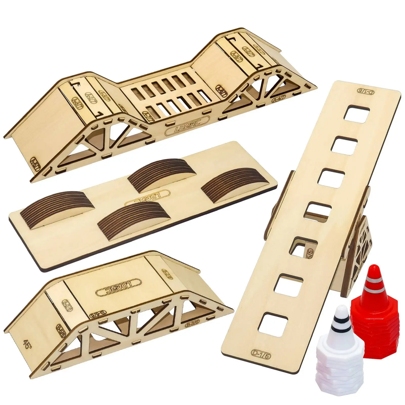 RC Wooden Bridge Simulation Obstacle Steep Slope Simulated Arch Bridge Obstacle for LDARC X43 M58 1/43 RC Crawer Car Accessories