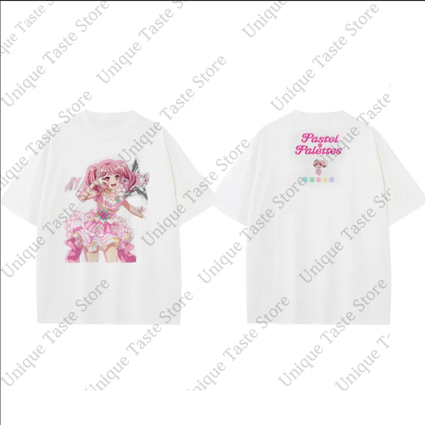 BanG Dream Pastel Palettes T Shirt Maruyama Aya Yamato Maya Cartoon Print T-shirt Harajuku Men Women Cotton Short Sleeve Tee Top