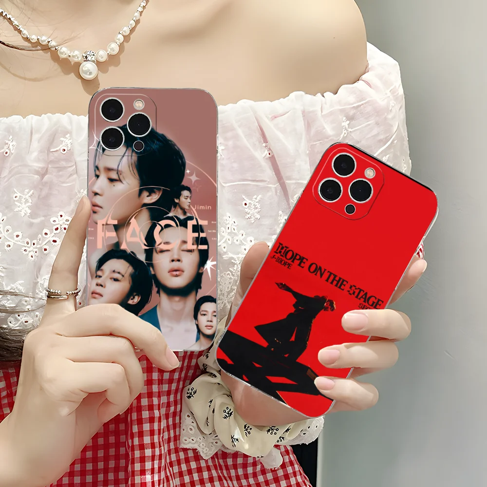 Funda de teléfono KPOP Hope Jin para iPhone 16 15 14 13 12 11 X XR XS Pro Max Plus Mini funda transparente para teléfonos móviles
