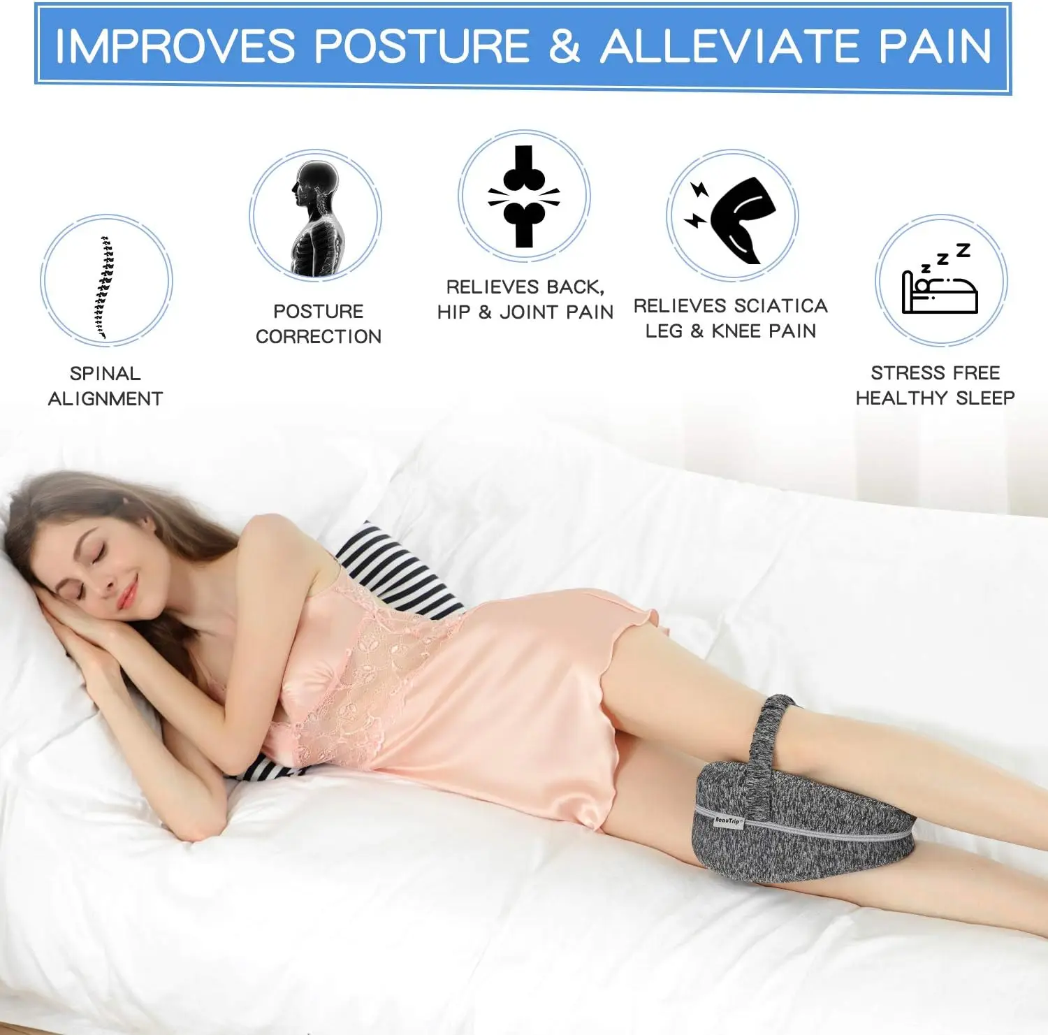 Knee Pillow for Side Sleepers Memory Cotton Hollow Heart Pregnancy Knee Pillow Relieving Leg Back Knee Pain Leg Pillow Home Gift