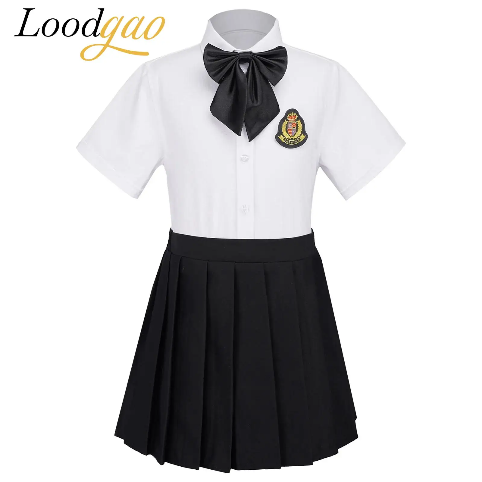 

Kids Student Shirt + Pleated Skirt Suits Stage Wear Girls School Costume Schoolgirls Uniform Children Choir Performance Outfit