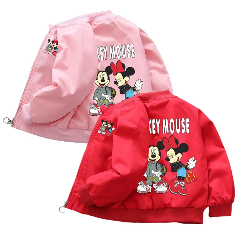 2024 New Spring Autumn Baby Girls Boys Minnie Mickey Mouse Jacket Coats Kids Cartoon Fashion Zipper Outerwear Children Clothing