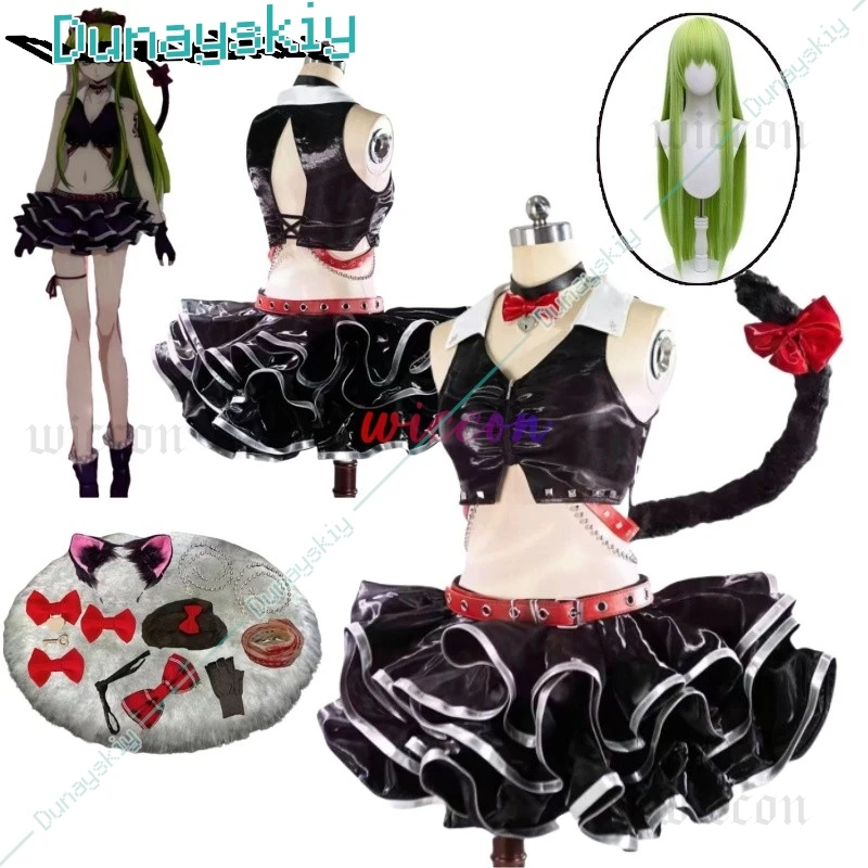 CODE GEASS C.C disfraz de Cosplay juego de rol mujeres niñas Sexy Punk vestido de fiesta de Halloween traje conjunto completo peluca accesorios Prop conjunto de mujer