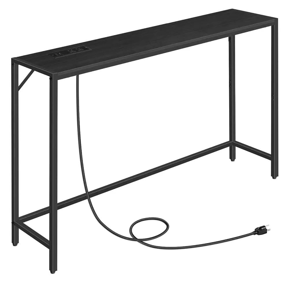 

Console Table, Narrow Sofa Table, 43.3” Entrance Table With Power Station, Behind Couch Table, Simple Style, For Living Room,