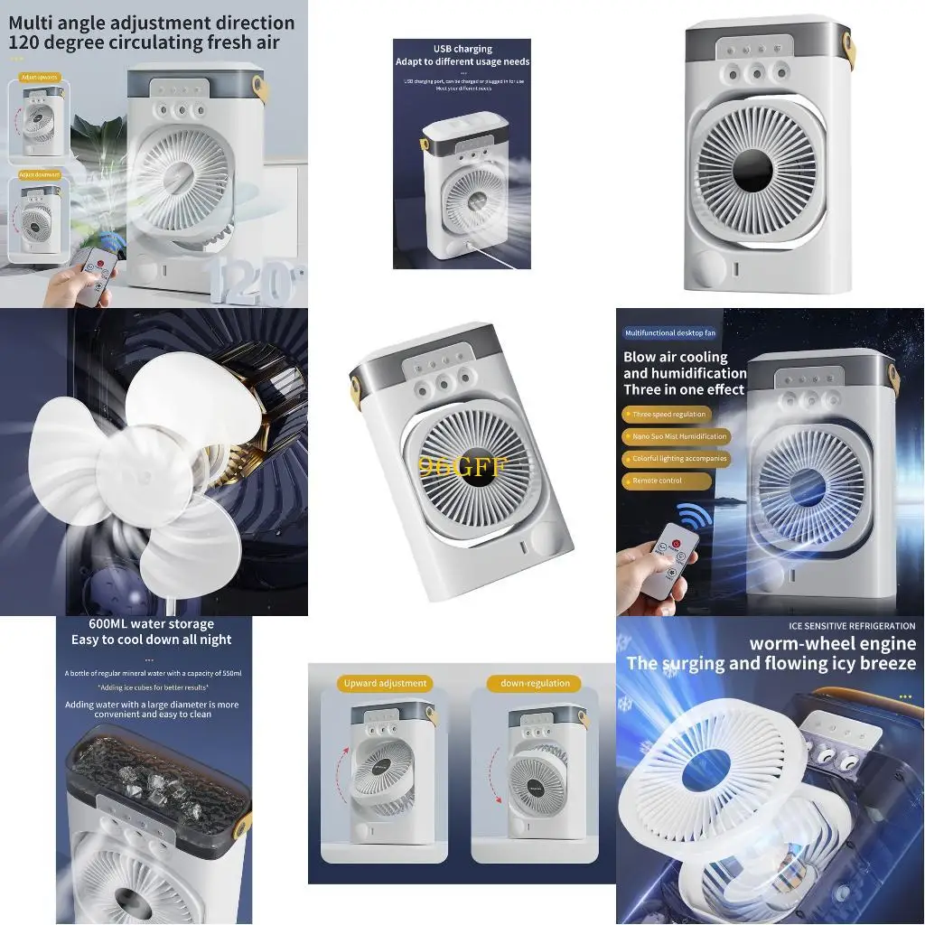 

96GF USB -кондиционер Портативный настольный настольный охлаждение 3 -скоростное вентилятор с 7 цветными светодиодными для в