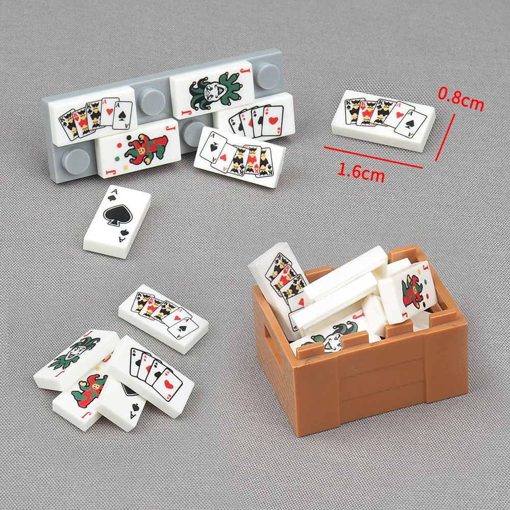 MOC 10PCS Printed 3069 1x2 Poker Clown Cards Pattern Building Blocks Plum Blossom Ghost Bricks Particle Educational Toys Gifts