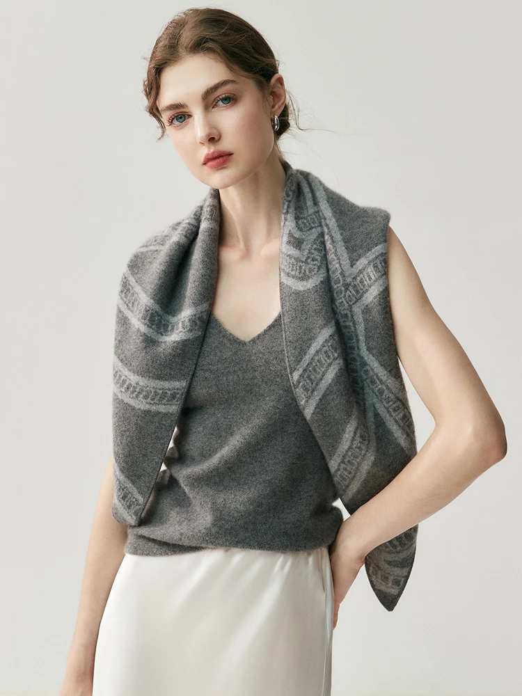 

MEETCC Luxury Women 100% Cashmere Shawl Star Style Autumn Winter Elegant Pattern Design Scarf Great Warm Popular Scarf