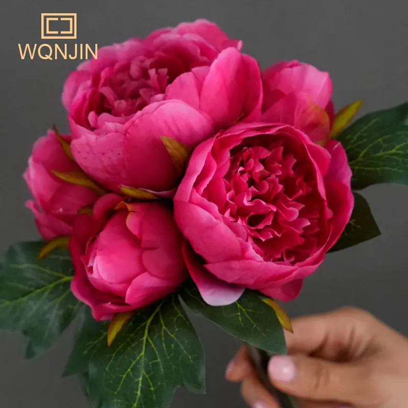 6PCS/LOT Simulation Peony Flower Silk Bouquet Hotel Living Room Dining Table Placement Home Decoration Wedding Flower Wall