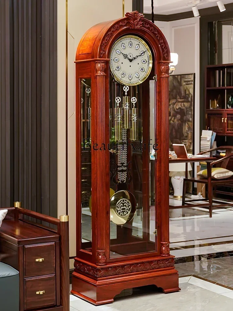 B178 German Hermle New Chinese Style Rosewood the Grandfather Clock Living Room Retro Vertical Large Pendulum Clock Mechanical C