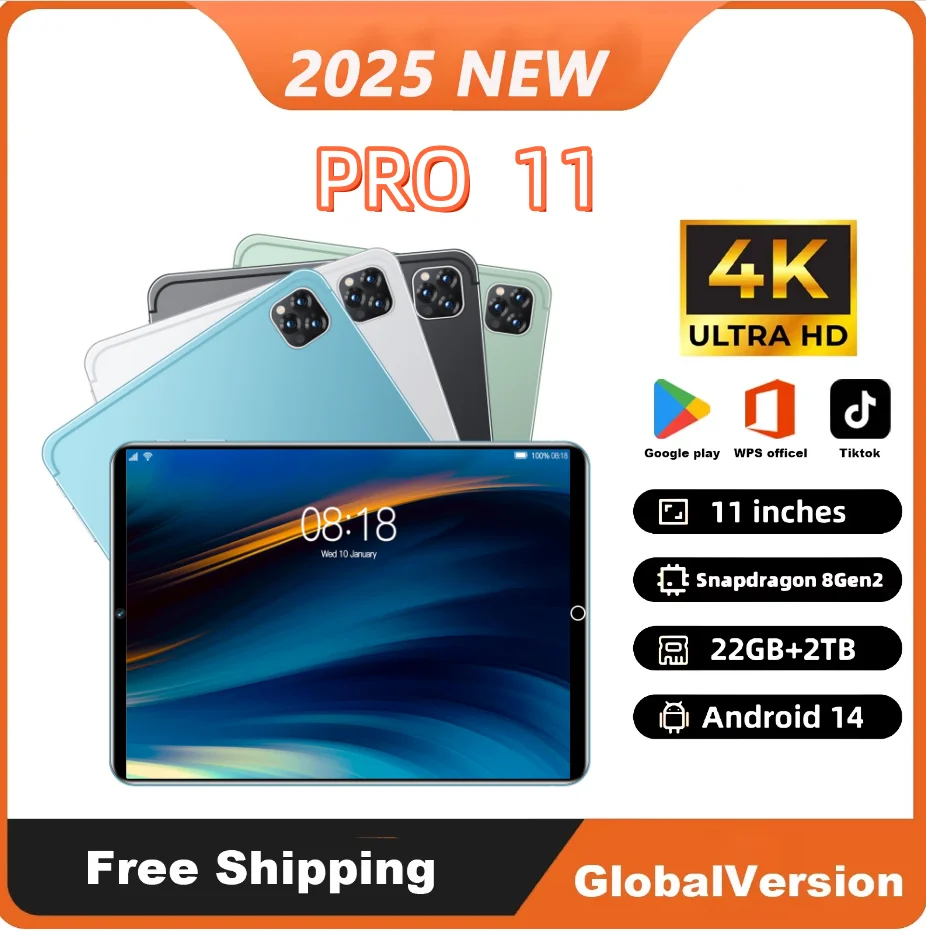 

2024 Global Edition Pro11 11-inch Android12 Tablet Kids Learning Education 16GB/1T Octa-Core Bluetooth 5.0 WiFi 1280x800 Tablet