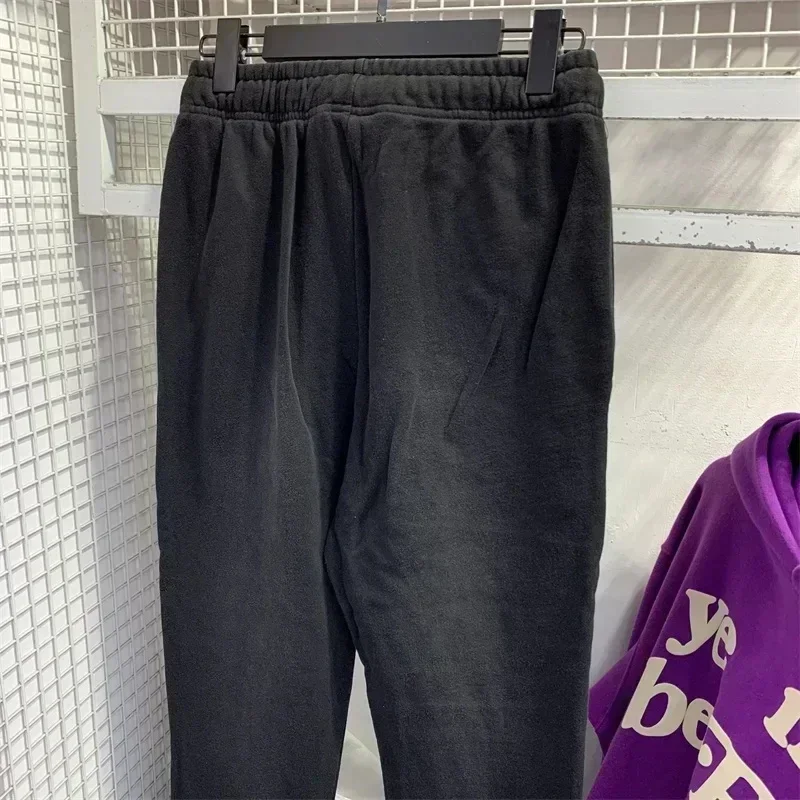 المرأة شعار الطباعة السراويل المرقعة القطن الخالص الرباط عداء ببطء الرجال Sweatpants مجموعة رياضية سوداء