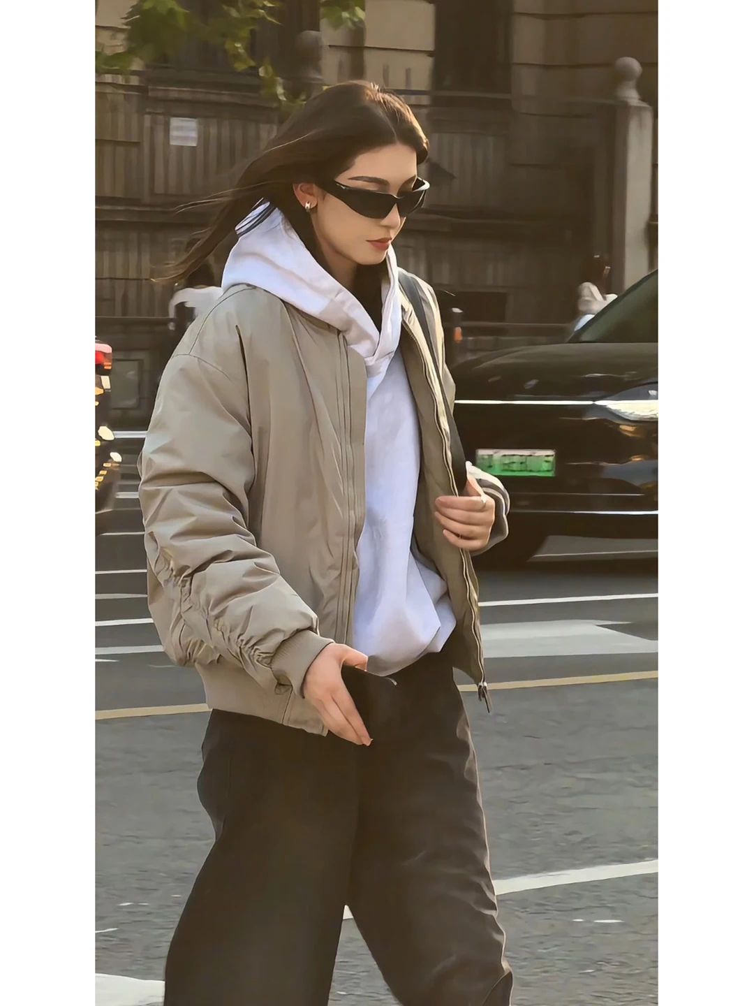 

Khaki Bomber Flight Jaet Cotton Padded Men's Winter Thiened Baseball Sle Coat Warm Stand Fit Long Sve Hoodie