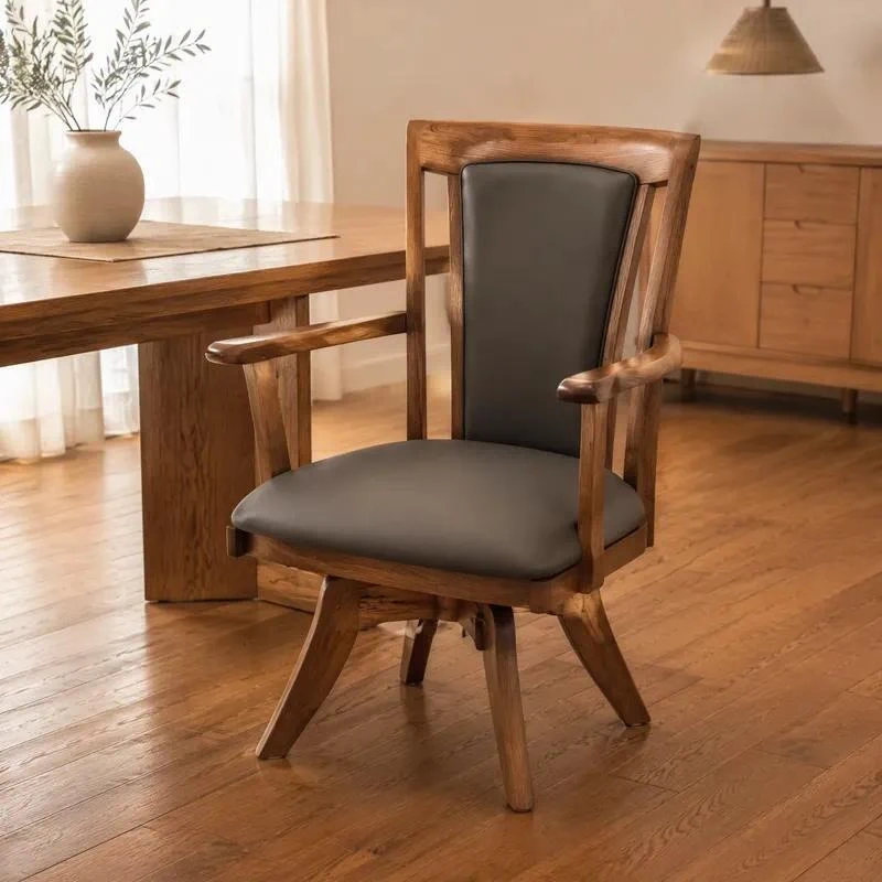 Solid red oak modern minimalist ergonomic silent 360 degree rotating activity seat