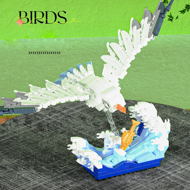Lovely Building Brick Birds Nanobricks Parrot Magpie Seagull Eagle Micro Diamond Block Model Educational Toy For Kids Gifts