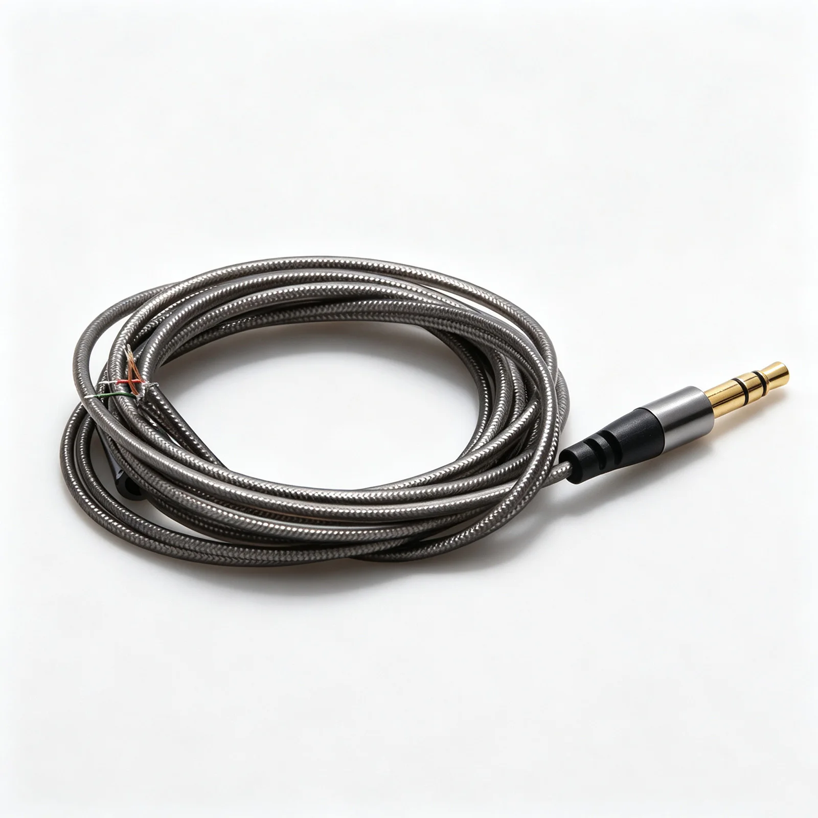 Practical 3.5mm 3-Pole Jack Audio Cable Cord Wire for Headphone Earphone Repairs Titanium gray semi-finished headphone cable