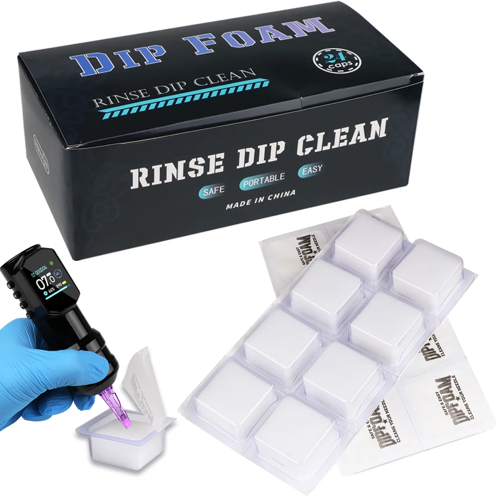 

24 шт. одноразовые чашки из пены для татуировки, губка для очистки игл и кончиков, стерилизованная чашка для ополаскивания игл для татуировки, чистящая чашка