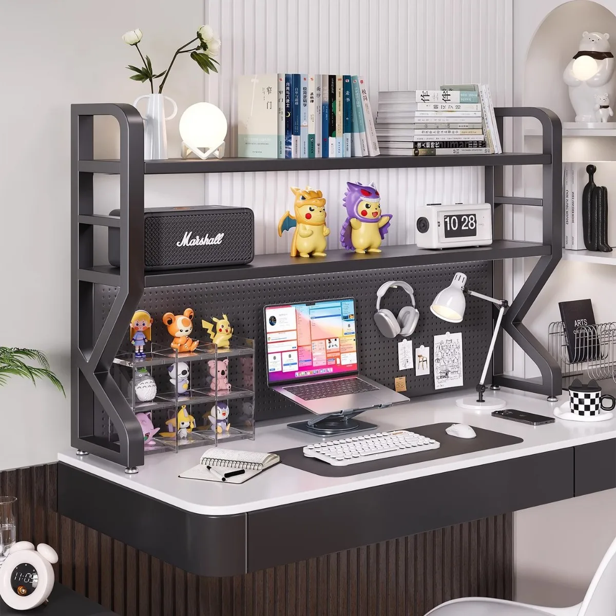 ExtraThick Steel Frame Office Desktop Multi-Layer Bookshelf Student Computer Desk Storage Stand Iron Hole Board Holder